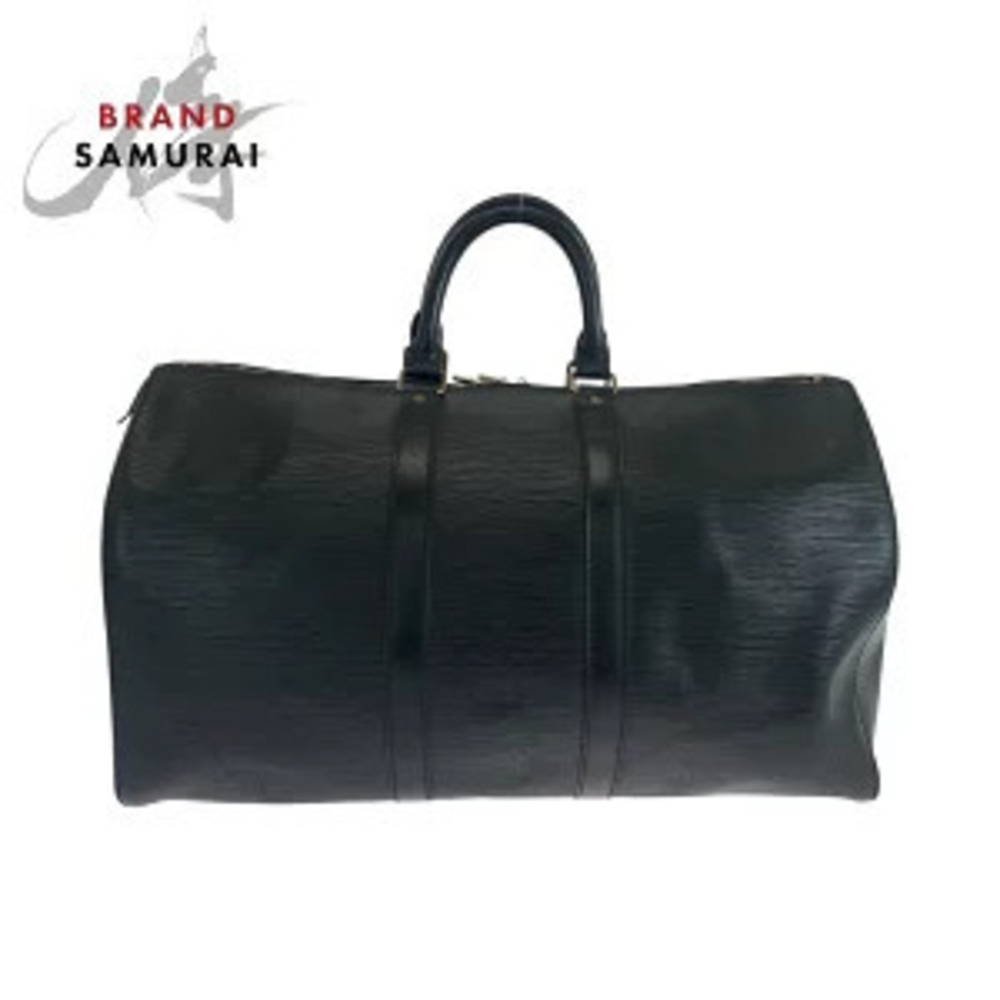 Louis Vuitton Epi Keepall Noir Black Leather Boston Bag Handbag